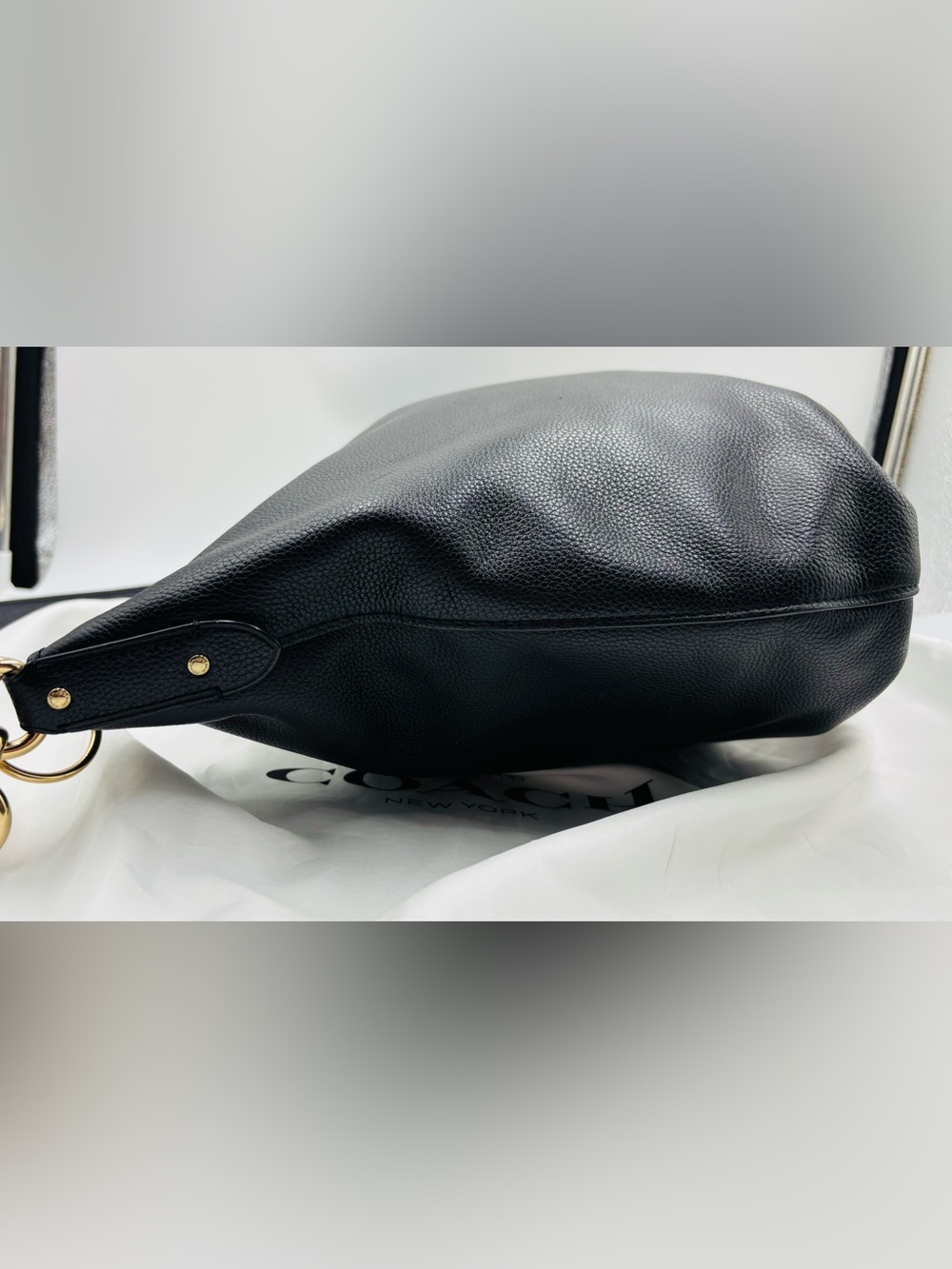 Coach Black Pebbled Leather Shoulder Hobo with Gold Hardware - Picture 5 of 16